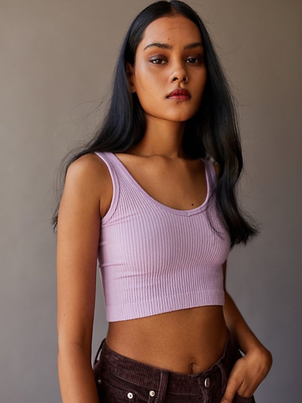 Out From Under Drew Seamless Ribbed Cropped Tank Top lilac